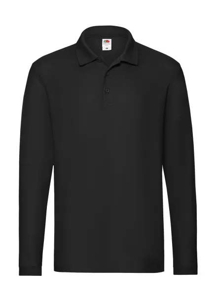  Premium Long Sleeve Polo - Fruit of the Loom Black