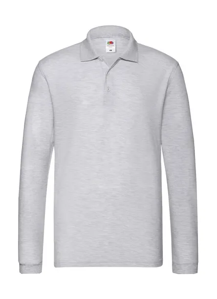  Premium Long Sleeve Polo - Fruit of the Loom Ash