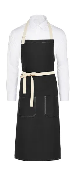  SANTORINI Contrasted Bib Apron with Pocket - SG Accessories - BISTRO (Ex JASSZ Bistro) Black