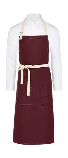  SANTORINI Contrasted Bib Apron with Pocket - SG Accessories - BISTRO (Ex JASSZ Bistro) Burgundy