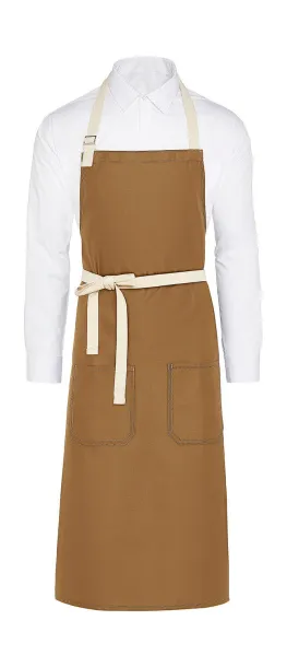  SANTORINI Contrasted Bib Apron with Pocket - SG Accessories - BISTRO Caramel