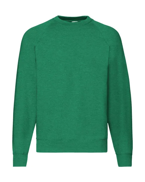  Klasični raglan pulover - Fruit of the Loom Heather Green