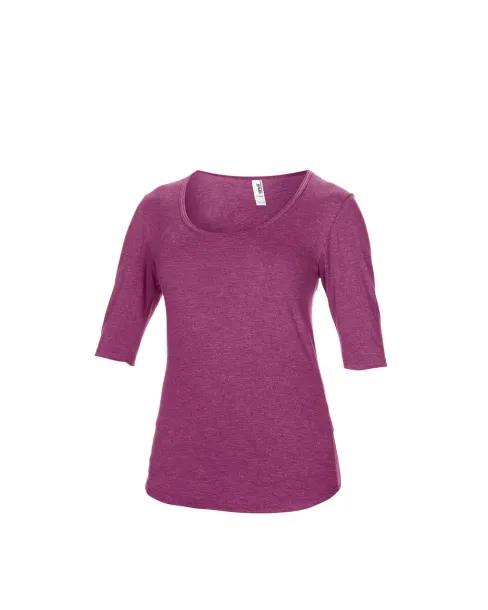  WOMEN’S TRI-BLEND DEEP SCOOP 1/2 SLEEVE TEE - Anvil Heather Raspberry