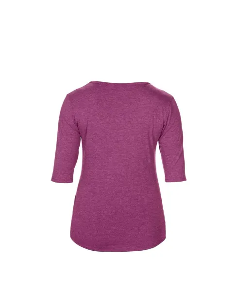  WOMEN’S TRI-BLEND DEEP SCOOP 1/2 SLEEVE TEE - Anvil Heather Raspberry