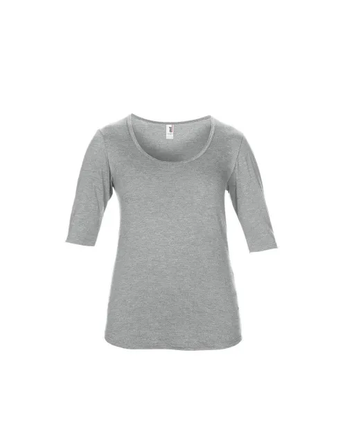  WOMEN’S TRI-BLEND DEEP SCOOP 1/2 SLEEVE TEE - Anvil Heather Grey