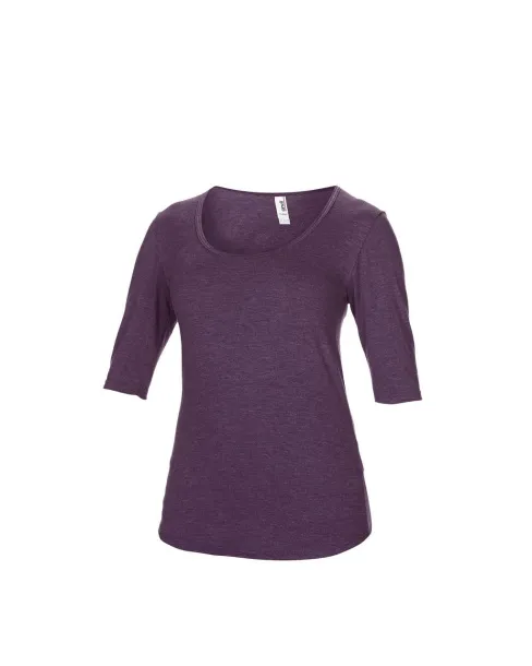  WOMEN’S TRI-BLEND DEEP SCOOP 1/2 SLEEVE TEE - Anvil Heather Aubergine