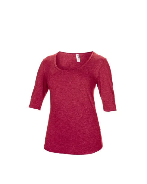  WOMEN’S TRI-BLEND DEEP SCOOP 1/2 SLEEVE TEE - Anvil Heather Red