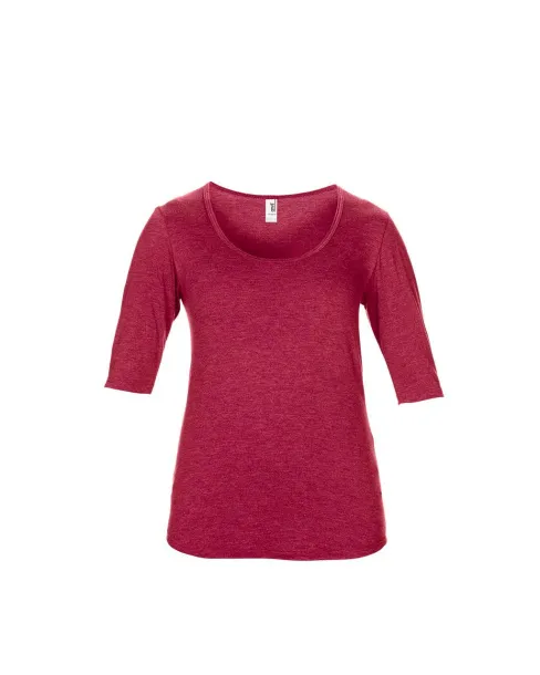  WOMEN’S TRI-BLEND DEEP SCOOP 1/2 SLEEVE TEE - Anvil Heather Red