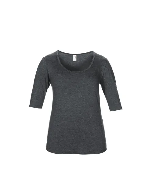  WOMEN’S TRI-BLEND DEEP SCOOP 1/2 SLEEVE TEE - Anvil Dark Heather