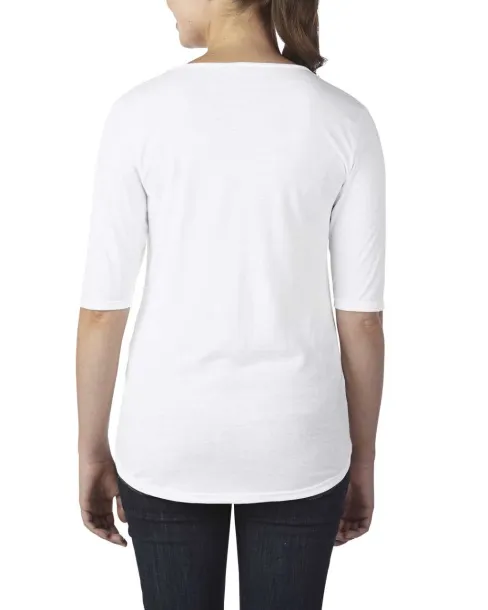  WOMEN’S TRI-BLEND DEEP SCOOP 1/2 SLEEVE TEE - Anvil White