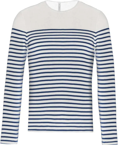  MEN’S LONG-SLEEVED BRETON STRIPE TOP - Kariban White Navy