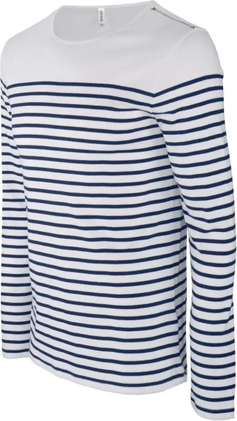  MEN’S LONG-SLEEVED BRETON STRIPE TOP - Kariban White Navy