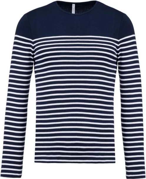  MEN’S LONG-SLEEVED BRETON STRIPE TOP - Kariban Navy White