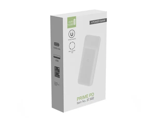 PRIME PD Wireless power bank with magnet, 10.000 mAh - PIXO White