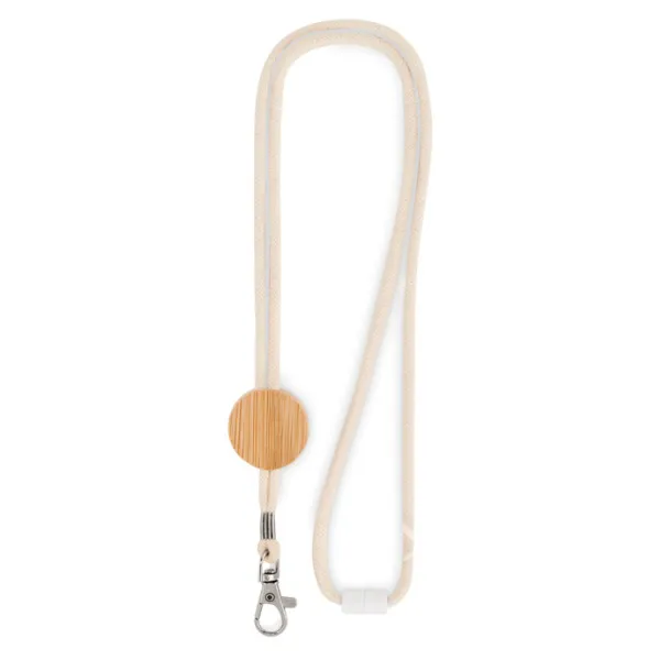 KARA Cotton Lanyard with metal hook Beige