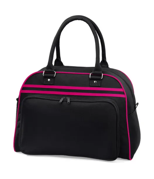  Retro Bowling Bag - Bagbase Black Fuchsia