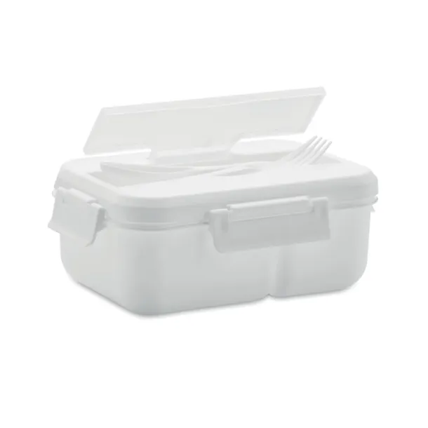 MAKAN Lunch box with cutlery in PP White