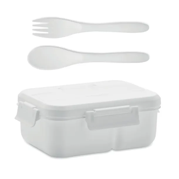 MAKAN Lunch box with cutlery in PP White