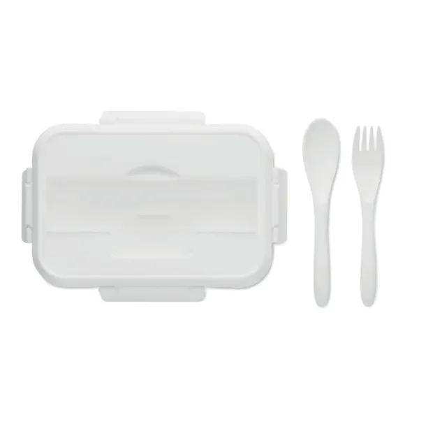 MAKAN Lunch box with cutlery in PP White