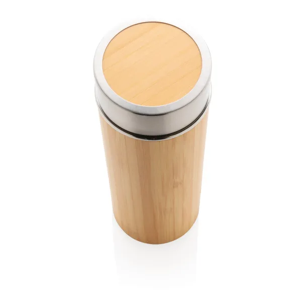  Leak proof bamboo vacuum bottle - XD Collection Brown 