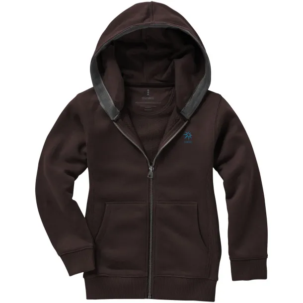 Arora hooded full zip kids sweater - Elevate Chocolate brown