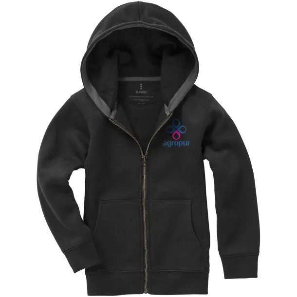Arora hooded full zip kids sweater - Elevate Solid black
