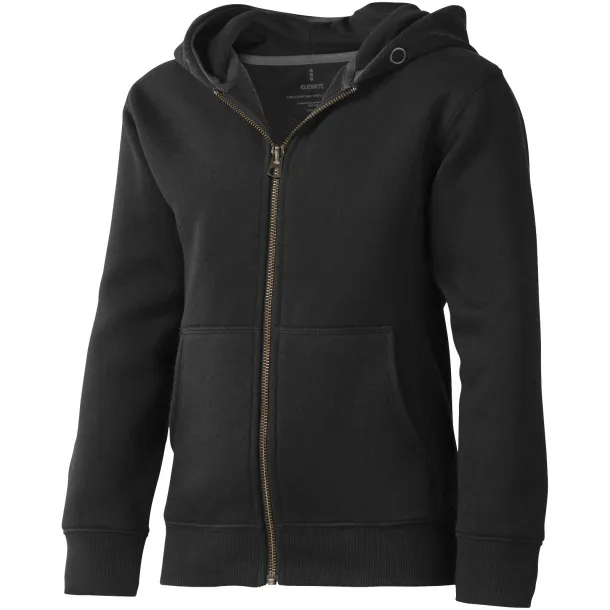 Arora hooded full zip kids sweater - Elevate Solid black
