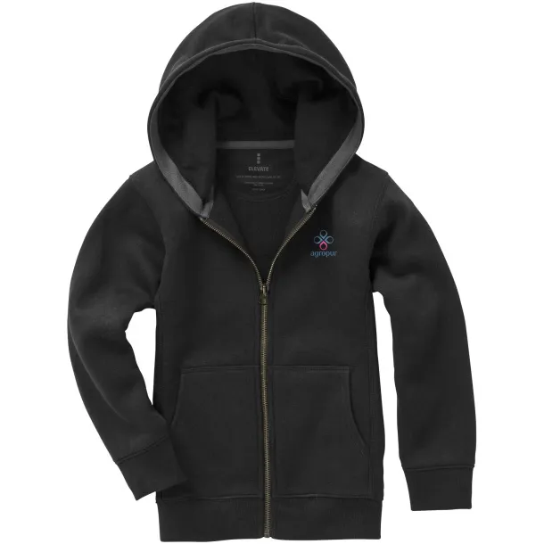 Arora hooded full zip kids sweater - Elevate Solid black