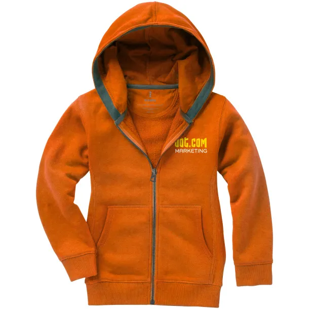 Arora hooded full zip kids sweater - Elevate Orange