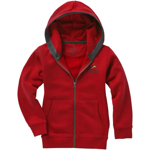 Arora hooded full zip kids sweater - Elevate Red
