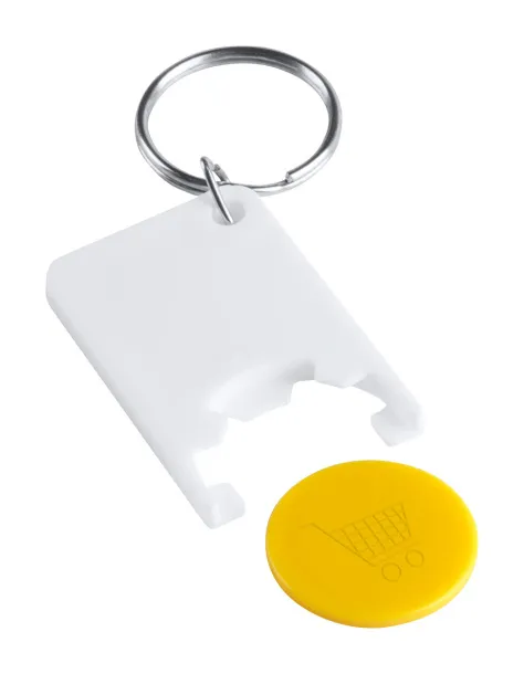 Trolex trolley coin keyring Yellow White