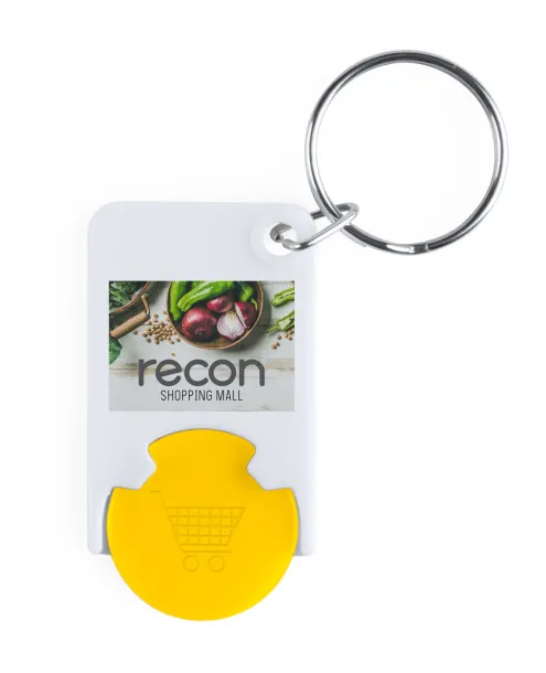 Trolex trolley coin keyring Yellow White