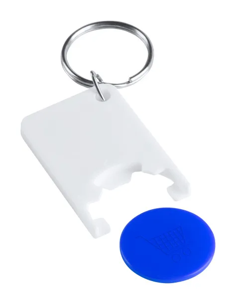 Trolex trolley coin keyring Blue White