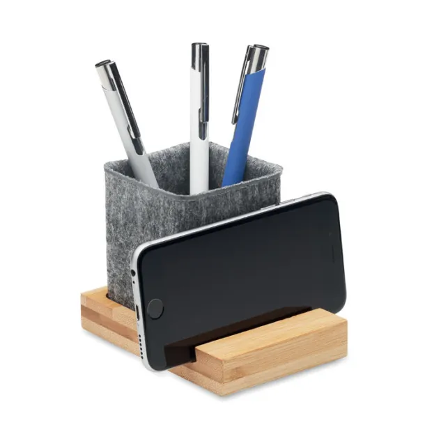 OROSTAN RPET felt pen pot phone stand Wood