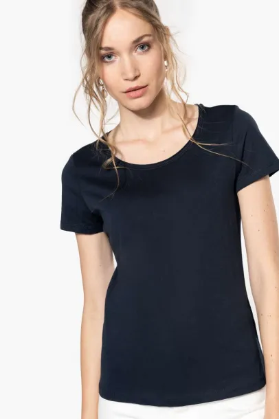  LADIES' SHORT-SLEEVED ORGANIC T-SHIRT WITH RAW EDGE NECKLINE - 110 g/m² - Kariban Ocean Blue Heather