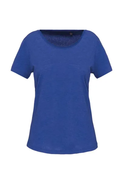  LADIES' SHORT-SLEEVED ORGANIC T-SHIRT WITH RAW EDGE NECKLINE - 110 g/m² - Kariban Ocean Blue Heather