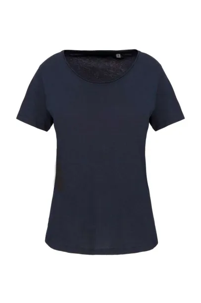  LADIES' SHORT-SLEEVED ORGANIC T-SHIRT WITH RAW EDGE NECKLINE - 110 g/m² - Kariban Navy