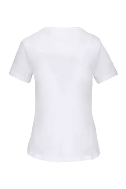  LADIES' SHORT-SLEEVED ORGANIC T-SHIRT WITH RAW EDGE NECKLINE - 110 g/m² - Kariban White