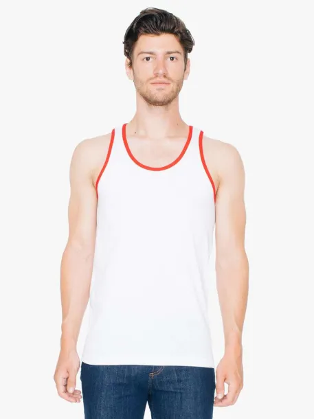  UNISEX FINE JERSEY TANK - American Apparel White Red