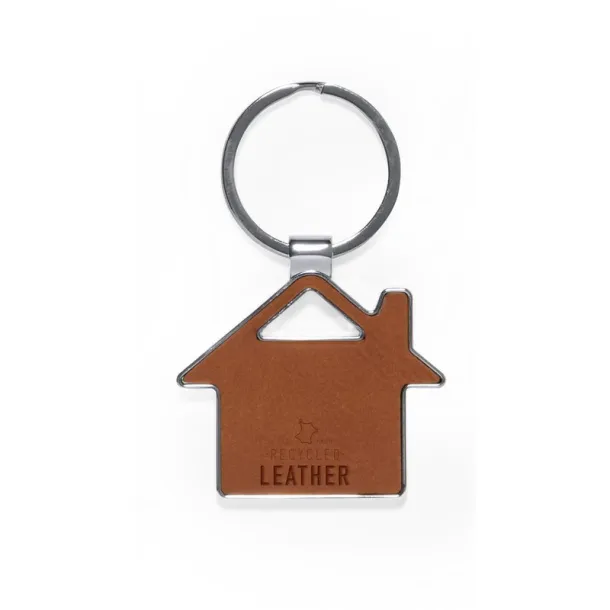  Keyring with front and back part made from recycled leather brown