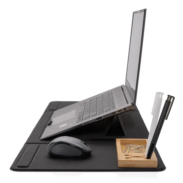  Impact AWARE RPET Foldable desk organizer with laptop stand - XD Xclusive Black 