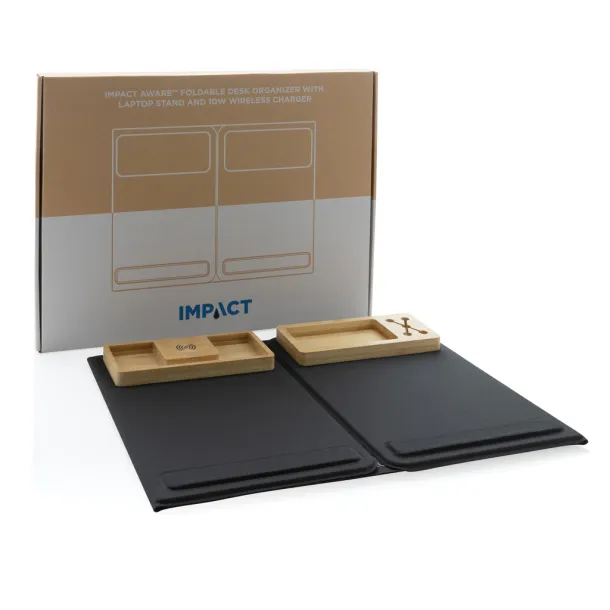  Impact AWARE RPET Foldable desk organizer with laptop stand - XD Xclusive Black 