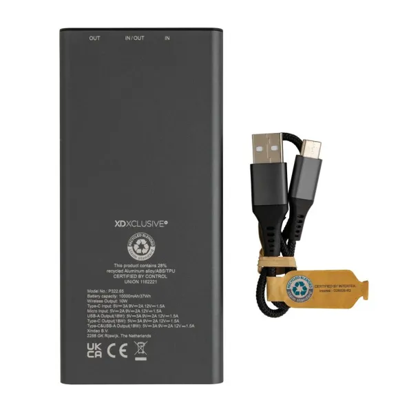  Terra 10W prijenosna baterija 10.000 mAh od RCS recikliranog aluminija - XD Xclusive Siva 