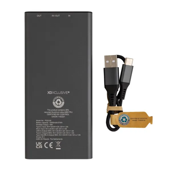  Terra RCS recycled 18W aluminum 10.000 mAh powerbank 10W - XD Xclusive Grey 