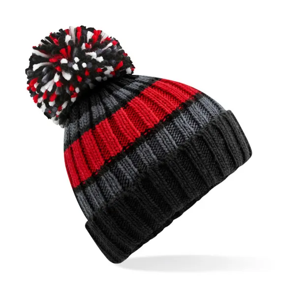  Hygge Striped Beanie - Beechfield Black Cherry