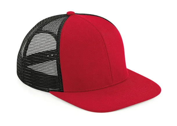  Original Flat Peak 6 Panel Trucker - Beechfield Classic Red Black