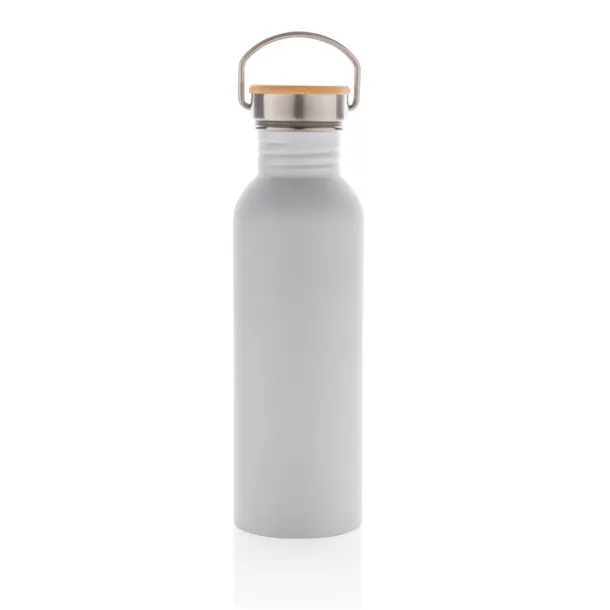  Modern stainless steel bottle with bamboo lid - XD Collection White 