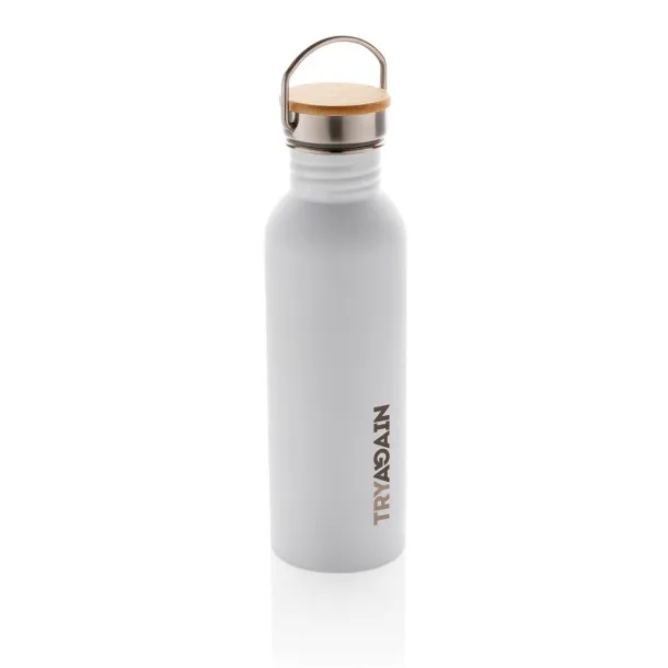  Modern stainless steel bottle with bamboo lid - XD Collection White 