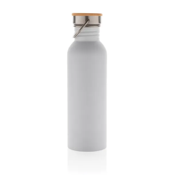  Modern stainless steel bottle with bamboo lid - XD Collection White 