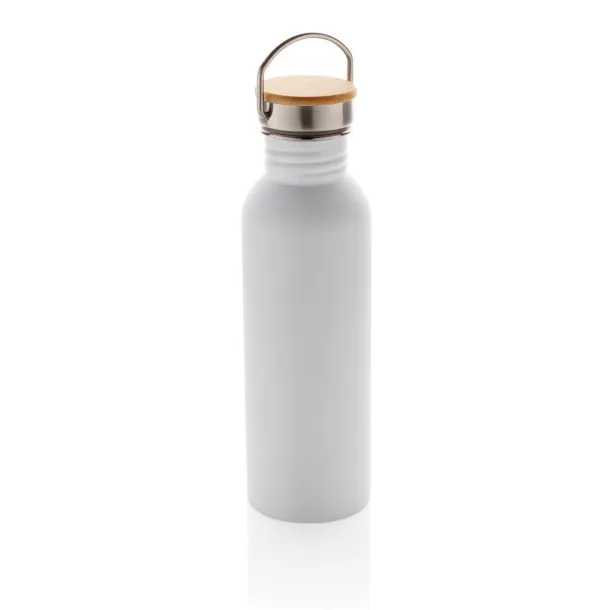  Modern stainless steel bottle with bamboo lid - XD Collection White 